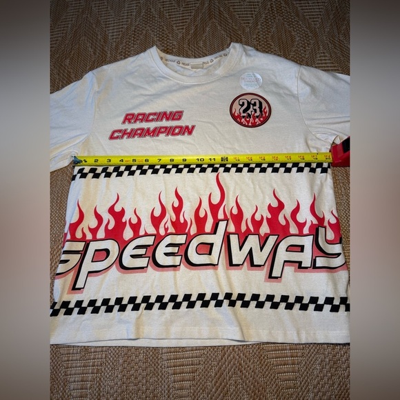 Recycled Threads Men's Beige Racing Graphic Flame Tshirt "Speedway," Size L,NWT - Picture 7 of 7